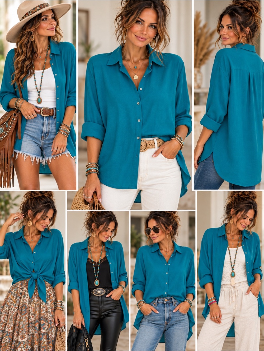 Eileen Fisher Teal Button-Down Shirt